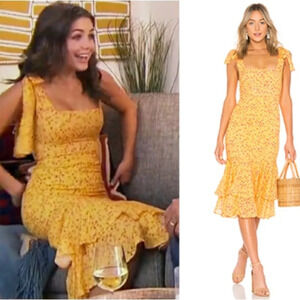 Revolve Lovers + Friends Medium Day Keeper Midi Dress Yellow Floral Bachelorette